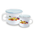 Fancy round airtight enamel cookware milk pot with coating high quality hollow enamel handle and pp lid